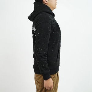 Sudadera Streetwear Desgastada 100% Algodón, Tejido French Terry Grueso, Talla Grande, 500 Gsm, Diseño Gráfico Personalizado, Negro con Pedrería, Estilo Y2K - Product Image 2