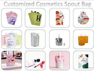 Sachet à bec verseur en aluminium de forme irrégulière avec buse d'aspiration pour échantillons de gommage corporel, lotion et crème anti-vergetures - Product Image 5