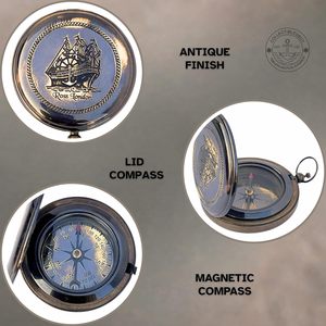 เข็มทิศพกพาทรงกลม Ross London Brass สำหรับการเดินเรือ อุปกรณ์นำทางทางทะเล ของขวัญสำหรับการเดินป่า ขนาด 2 นิ้ว ทนทาน ใช้สำหรับการเดินเรือ - Product Image 4