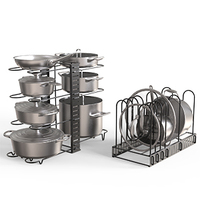 Casier de rangement extensible à 8 niveaux, Pot support de cuisine couvercle de Pot, poêle réglable, étagère de rangement