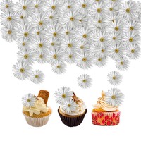Décorations de gâteaux en papier de riz comestible à motif marguerite blanche, motifs peints à la main, pour pâtisserie, exclusivité transfrontalière