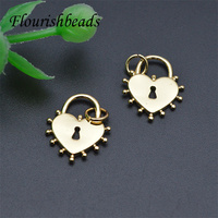 Design de mode plaqué or CZ pavé coeur lune étoile cadenas serrure pendentif à breloque pour la fabrication de bijoux à bricoler soi-même