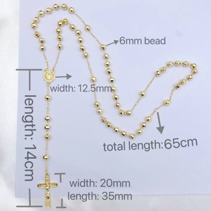 JML all'ingrosso 14K placcato <span class=keywords><strong>oro</strong></span> vergine maria croce <span class=keywords><strong>collana</strong></span> popolare Punk <span class=keywords><strong>rosario</strong></span> accessori religiosi gioielli cristiani realizzati in ottone - Product Image 3