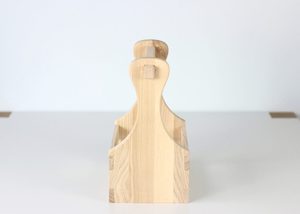 Porte-bouteilles en bois de frêne massif pour 3 bouteilles, côtés sculptés en forme de sablier, panier-cadeau haut de gamme, OEM personnalisé Vietnam - Product Image 2