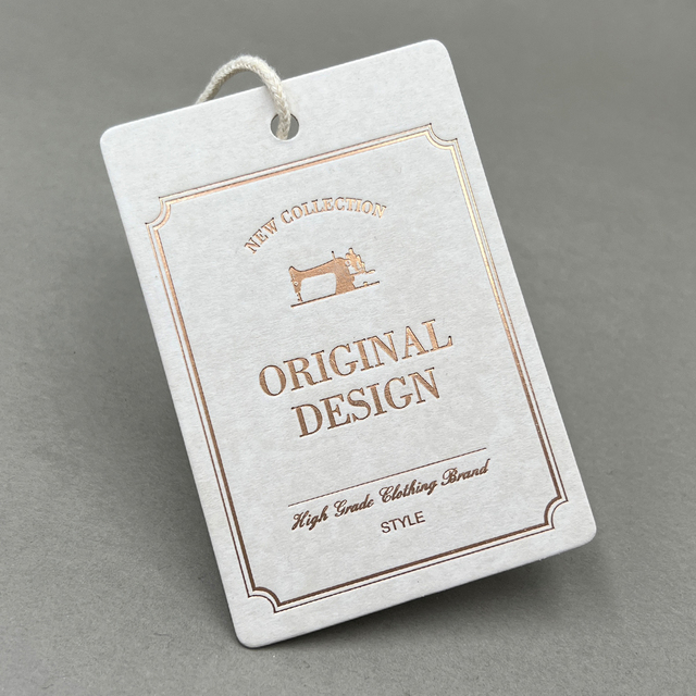 Custom Eco Friendly Paper Hang Tag for Shoes Bags Jewelry Hot Foil Stamping Gold Silver Logo with Cotton Cord Fast Delivery