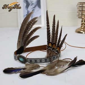 Halloween Cosplay Đạo Cụ Ấn Độ Trưởng Hat Với Gà lôi Lông Mũ Nhuộm Khắc Lễ Hội Đảng Phụ Kiện Cho Trang Trí - Product Image 3