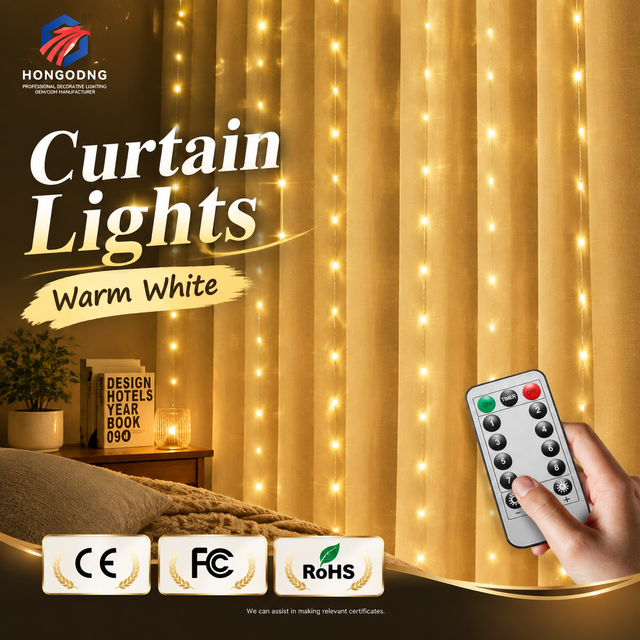 USB Fairy String Curtain Lights 3x3m 300 LED Copper Wire IP65 Waterproof Outdoor Christmas Halloween Decor Home Garden Tree