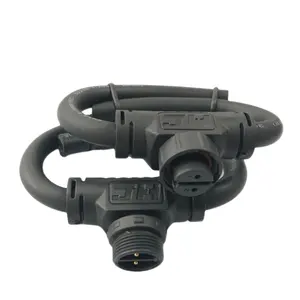 Conector à prova d'água em forma de T Fábrica 3 núcleos 2 3 4 5 pinos Plástico preto Conector à prova d'água para exterior IP65 IP67 IP68