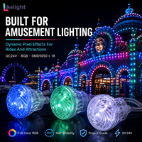 Luz de píxel inteligente tipo cabujón de 60 mm, DC24V, UCS2903, GS8206, DMX512, RGB, SMD5050, 18 LED, 360 grados, IP67, para señalización de parques de atracciones