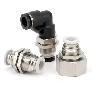 Raccord pneumatique à connexion rapide PMF8-02, taille du tube 8 mm, connecteur droit de séparation, PM4/10/12 filetage interne, coude PLM6-01 - Product Image 2