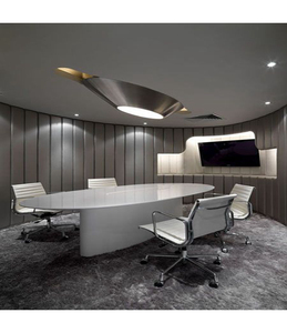 <strong>Polygon</strong> Shape White Glossy Artificial Stone Large square Conference <strong>Table</strong> - Product Image 3