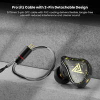 Écouteurs intra-auriculaires filaires QKZ Kaiser avec double transducteur dynamique de 10 mm, son haute fidélité, basses profondes pour audiophiles, musique et jeux