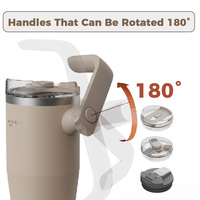 2024 nouveau Design sans plomb inoxydable isolé sous vide 32oz gobelets de voyage tasses tasses à café avec poignée et paille