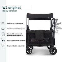 Poussette pliante de luxe à deux places, chariot de camping extérieur pour deux enfants avec auvent