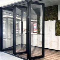 Portes pliantes en aluminium à rupture de pont thermique de haute qualité AS2047, résistantes aux ouragans, avec double vitrage trempé, porte extérieure pliante