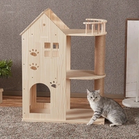 Grande maison pour chat Villa à deux étages pour chat de luxe Colonne à saisir Plate-forme de saut Gratte-chat en bois massif Arbre Un