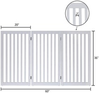 Porte autoportante en bois pour chien, portail pliable pour animaux de compagnie avec 2 pieds de Support, barrière pour chien, panneaux de porte intérieure pour animaux de compagnie pour escaliers, blanc