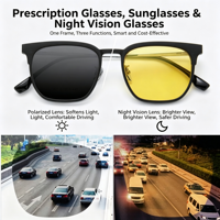 Étui magnétique 3-en-1 confortable, anti-chute, polarisé haute définition pour lunettes, compatible avec les montures de lunettes