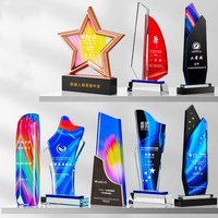Trophée en cristal avec impression couleur personnalisée, plaque en verre gravée avec logo, trophée personnalisé pour entreprise