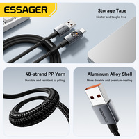 Câble de charge rapide USB-A vers Type-C ESSAGER ES-X89 avec écran LED tressé 20V 6A 120W pour téléphone portable Xiaomi Redmi
