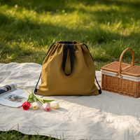 Sac de rangement japonais imperméable en nylon pour boîte à lunch, sac à bento en fibre de nylon avec cordon de serrage, sac de rangement, sac thermique pour pique-nique en plein air