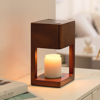 Nordische Wabi-Sabi Holz-Kerzenerwärmer-Lampe Dimmbar mit Timer Massivholz Wachsschmelzlampe für Schlafzimmer Wohnzimmer Heimdekoration