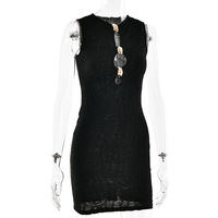 Robe moulante mini en satin unie à volants, sans manches, taille haute, sexy, tendance et la plus vendue pour femme – Collection été 2026