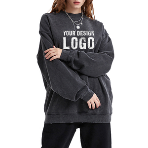 Sudadera de Hombre de Alta Calidad, Cuello Redondo, Estilo Vintage Lavado, Informal para Exteriores, Holgada, con Hombros Caídos - Product Image 4