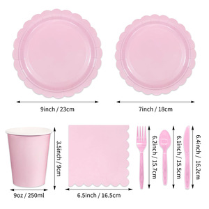 Ensemble <span class=keywords><strong>de</strong></span> vaisselle en <span class=keywords><strong>dentelle</strong></span> <span class=keywords><strong>de</strong></span> couleur unie pour 24 personnes, ensemble <span class=keywords><strong>de</strong></span> vaisselle pour fête d'anniversaire, assiettes en <span class=keywords><strong>papier</strong></span>, gobelets et serviettes en <span class=keywords><strong>papier</strong></span> - Product Image 4