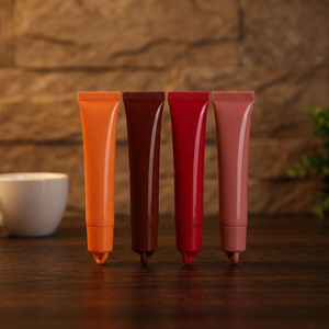 Tube de baume à lèvres rose personnalisé, tube de luxe à presser, 10-30 ml, tubes à lèvres en plastique à presser, conteneur vide avec bouchon à vis - Product Image 2