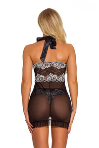 UD20 Nuevo Babydoll de Lencería Transparente con Escote Profundo en V y Bordado para Mujer - Product Image 3