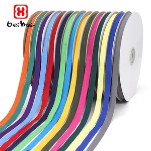 Factory Ribbon Wholesaler And Retail 10 Mm 45 Solid Colors Ribbon 100% Cotton Herringbone Gift Ribbon Tape For Garment Wra