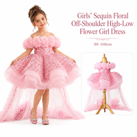 Robe de princesse de luxe pour filles, épaules dénudées, à sequins, pour concours de beauté, demoiselle d'honneur, mariage, fête d'anniversaire