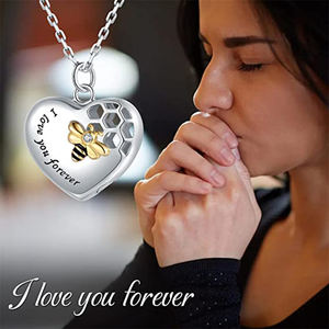 Urna Funeraria en Forma de Corazón para Cenizas, Collar con Colgante de Abeja <span class=keywords><strong>Reina</strong></span> Adornado con Panal de Abejas, Collares con Colgante de Abeja, Joyería de <span class=keywords><strong>Abejorro</strong></span>, Regalo - Product Image 5