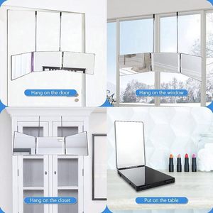 Miroir de coiffure portable pliable à 360° avec grossissement 5X, en ABS, avec interrupteur tactile lumineux - Product Image 2