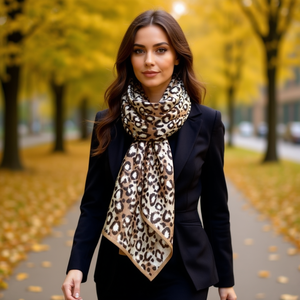 Sciarpa Lunga in Broccato con Stampa Leopardata 90x180cm, Accessorio di Moda per Donne - Product Image 2