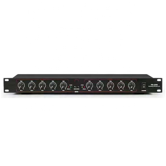 FS-206 Professional Equipment Stereo Mono Audio Signal Splitter Amplifier Distributor 2 in 10 Out XLR for Stage