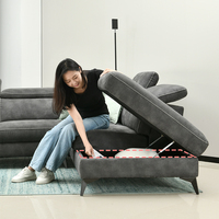 Canapé d'angle multifonctionnel en tissu moderne avec rangement, inclinable, électrique, rechargeable par USB, pour salon
