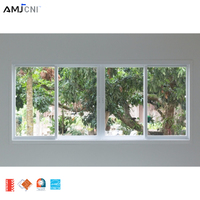 Ventana Corredera de Aluminio Estilo Americano AMJ NFRC con Marco Blanco, Doble Acristalamiento, Deslizamiento Horizontal para Residencias