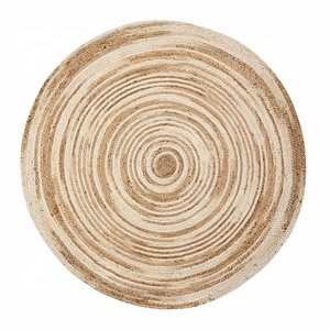 Nouveau tapis rond moderne réversible en jute naturelle tressé, couleur personnalisée, antidérapant, rembourré, motif à carreaux, revêtement de sol toutes saisons - Product Image 1