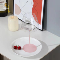 Verre à vin rose givré à long pied, gobelet de luxe transparent pour mariage, bar et table