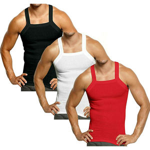 Camiseta sin mangas acanalada de corte cuadrado para hombre, unidad <span class=keywords><strong>G</strong></span>, venta al por mayor - Product Image 1