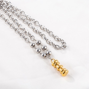 Chinese Style Minimalist Metallic Necklace <b>Titanium</b> Steel <b>Chain</b> Gold Lucky Cylinder Pendant Gift Jewelry - Product Image 3