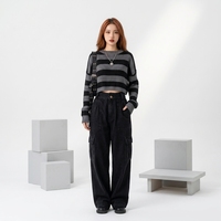 Pull décontracté rayé pour femme, collection automne-hiver 2026, tricot vintage, chaud, à manches longues, col rond, anti-plis