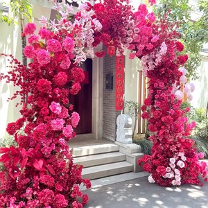 Nouvelle Arrivée - Décoration de Mariage Professionnelle de Luxe en Soie Rouge, Hortensia et Rose Assortis, Amovible, pour Arche en U, Chemin de Table Floral et <span class=keywords><strong>Bouquet</strong></span> - Product Image 6