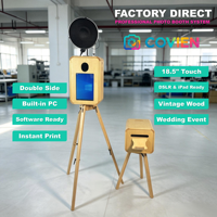Photomaton en bois double face avec iPad et écran tactile de 18,5 pouces, compatible DSLR, pour usage commercial et location