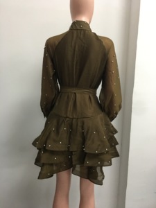 ชุดเดรสแฟชั่นสำหรับผู้หญิงสูงวัย แบบรัดเอว สายรัดตัว แต่งระบายหนัก - Product Image 5