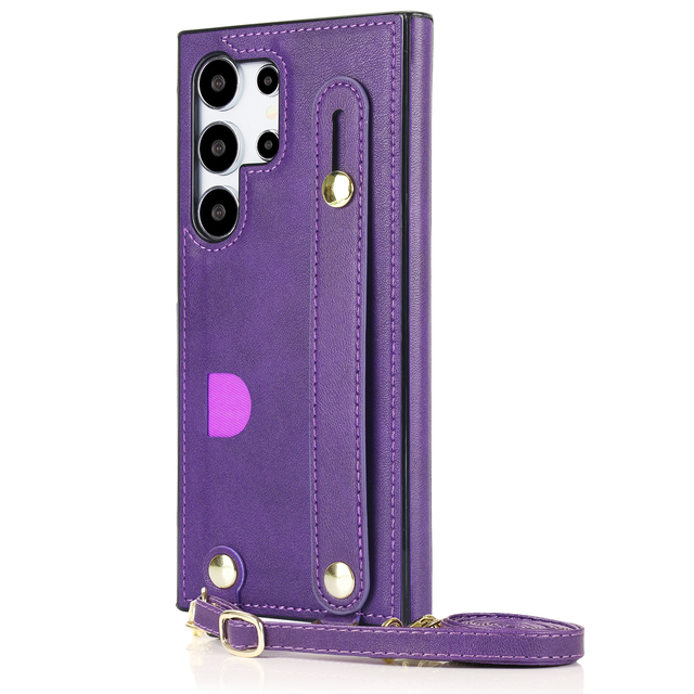 Crossbody PU Leather Waterproof Shockproof Phone Case for S10 Plus with Long Strap Credit Card Holder