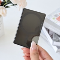 Porte-cartes magnétique noir fumé à ouverture rapide pour iPhone, 2 emplacements, avec logo personnalisé, accessoires de téléphone à glissière latérale, vente en gros