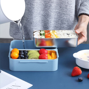 Lonchera Térmica Portátil Ecológica de Acero Inoxidable 304 con <span class=keywords><strong>2</strong></span> Compartimentos a Prueba de Fugas para Niños, Precio al por Mayor - Product Image 3